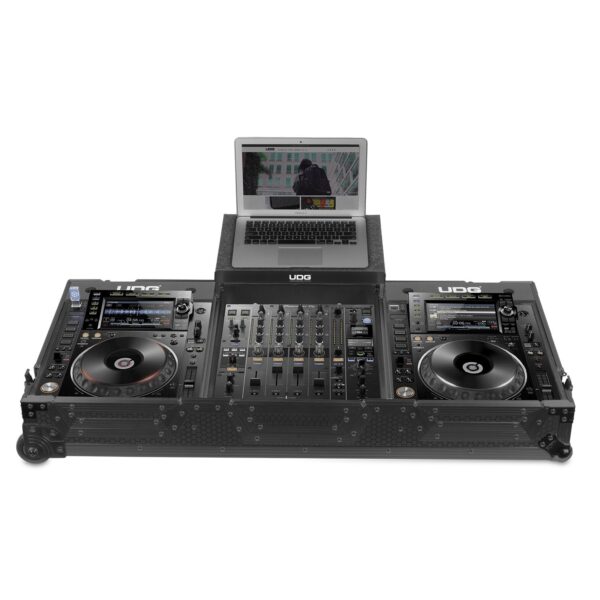 U91026BL2 UDG Ultimate Flight Case Pioneer CDJ-2000/ 900NXS2 Black MK2 Plus (Laptop Shelf + Wheels)